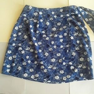 Blue Floral Wrap Mini Skirt -  Size 7